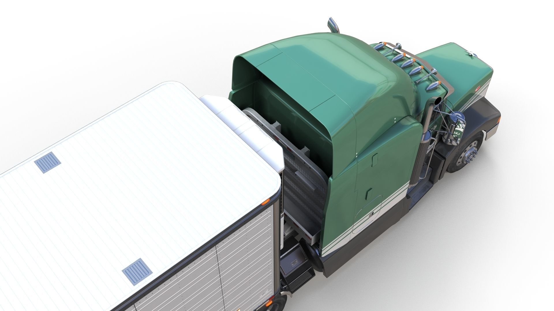 Peterbilt 377 refrigerated trailer Low-poly 3D model_7