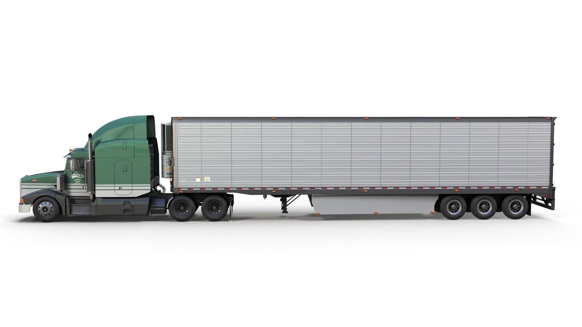 Peterbilt 377 refrigerated trailer Low-poly 3D model_4