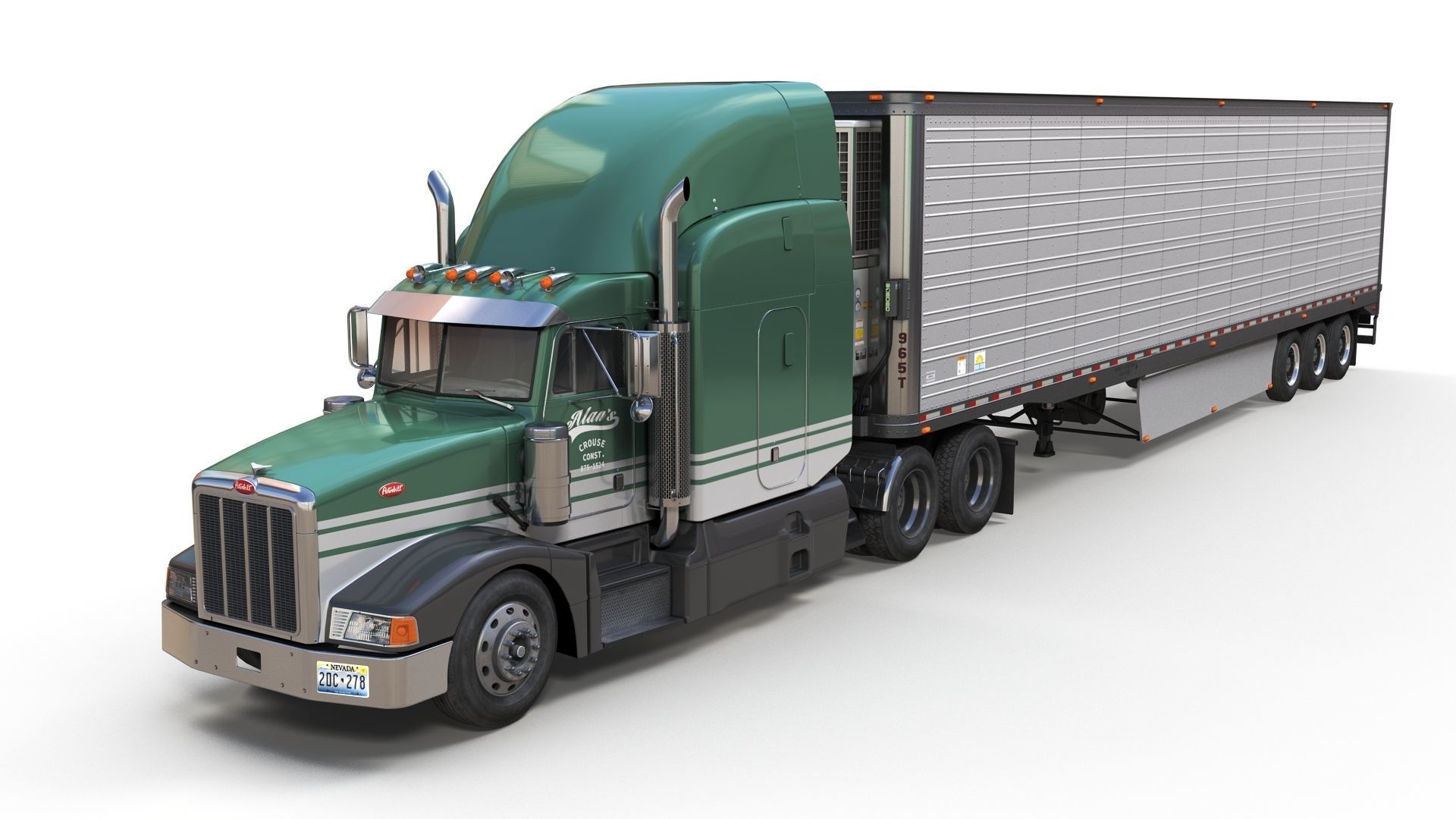 Peterbilt 377 refrigerated trailer Low-poly 3D model_1