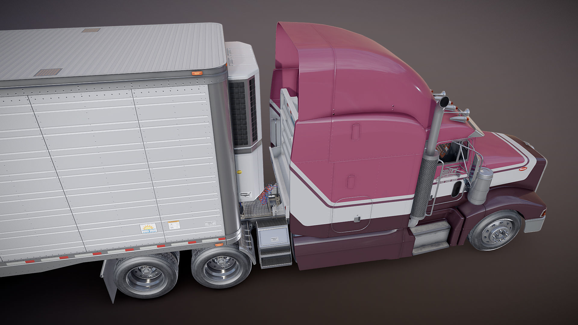 Peterbilt 377 refrigerated trailer Low-poly 3D model_25