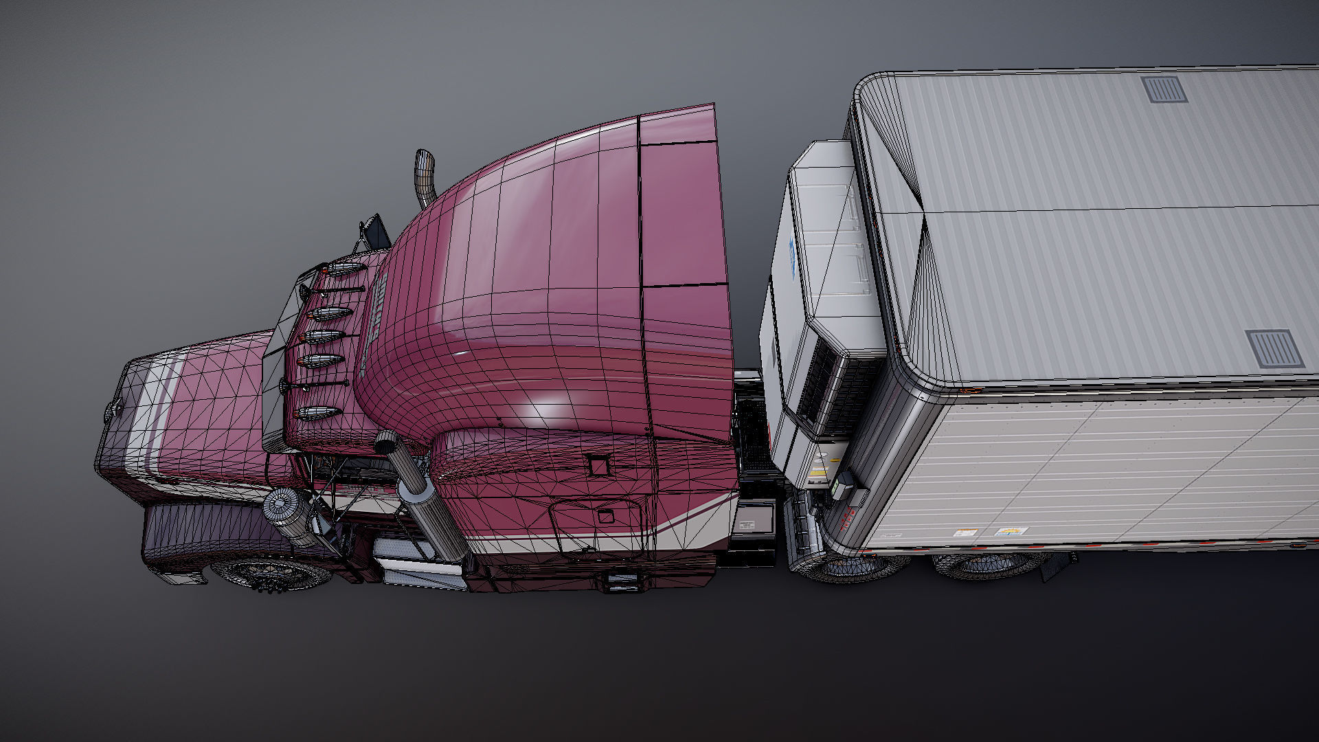 Peterbilt 377 refrigerated trailer Low-poly 3D model_29