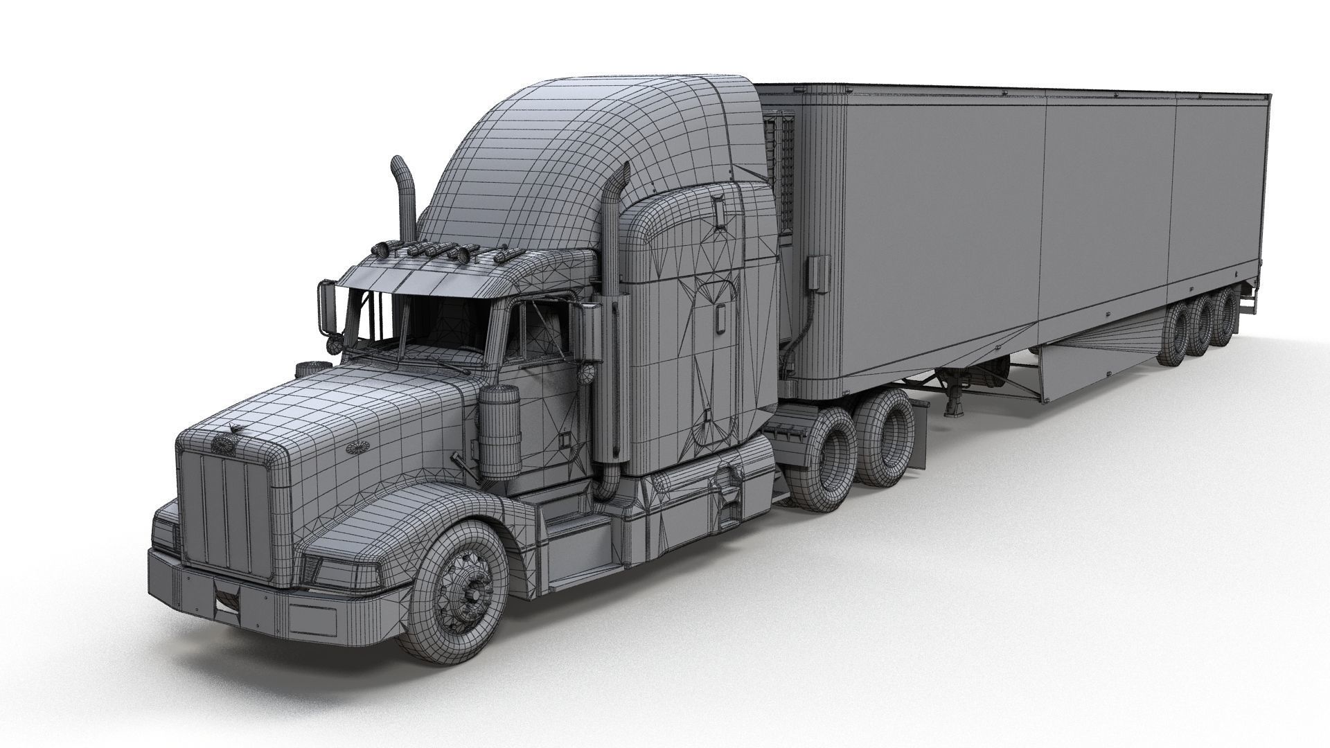 Peterbilt 377 refrigerated trailer Low-poly 3D model_12