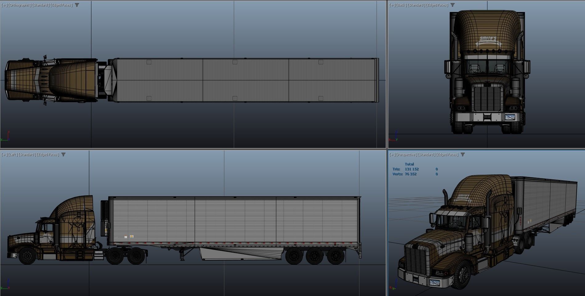 Peterbilt 377 refrigerated trailer Low-poly 3D model_41