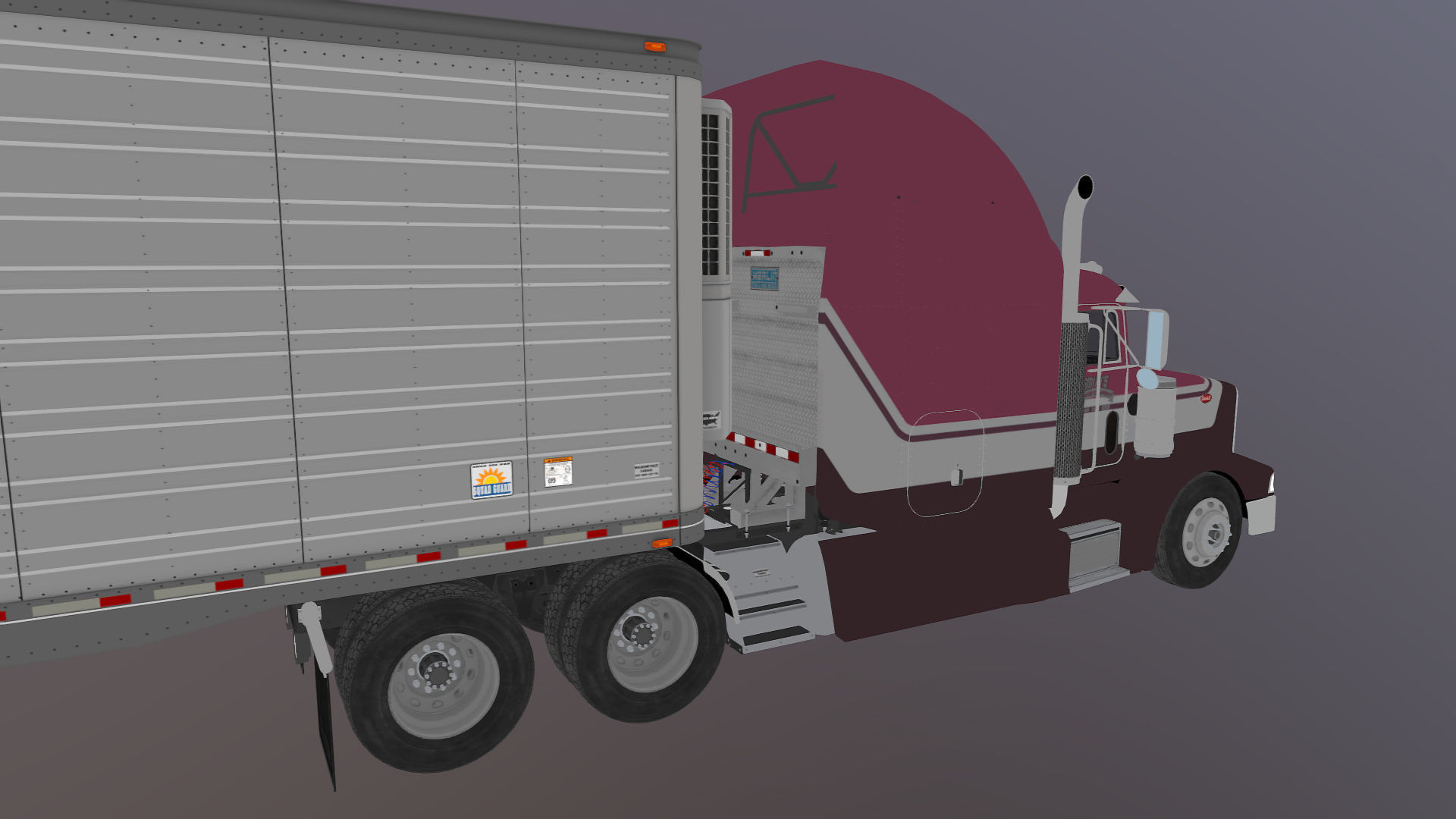 Peterbilt 377 refrigerated trailer Low-poly 3D model_35