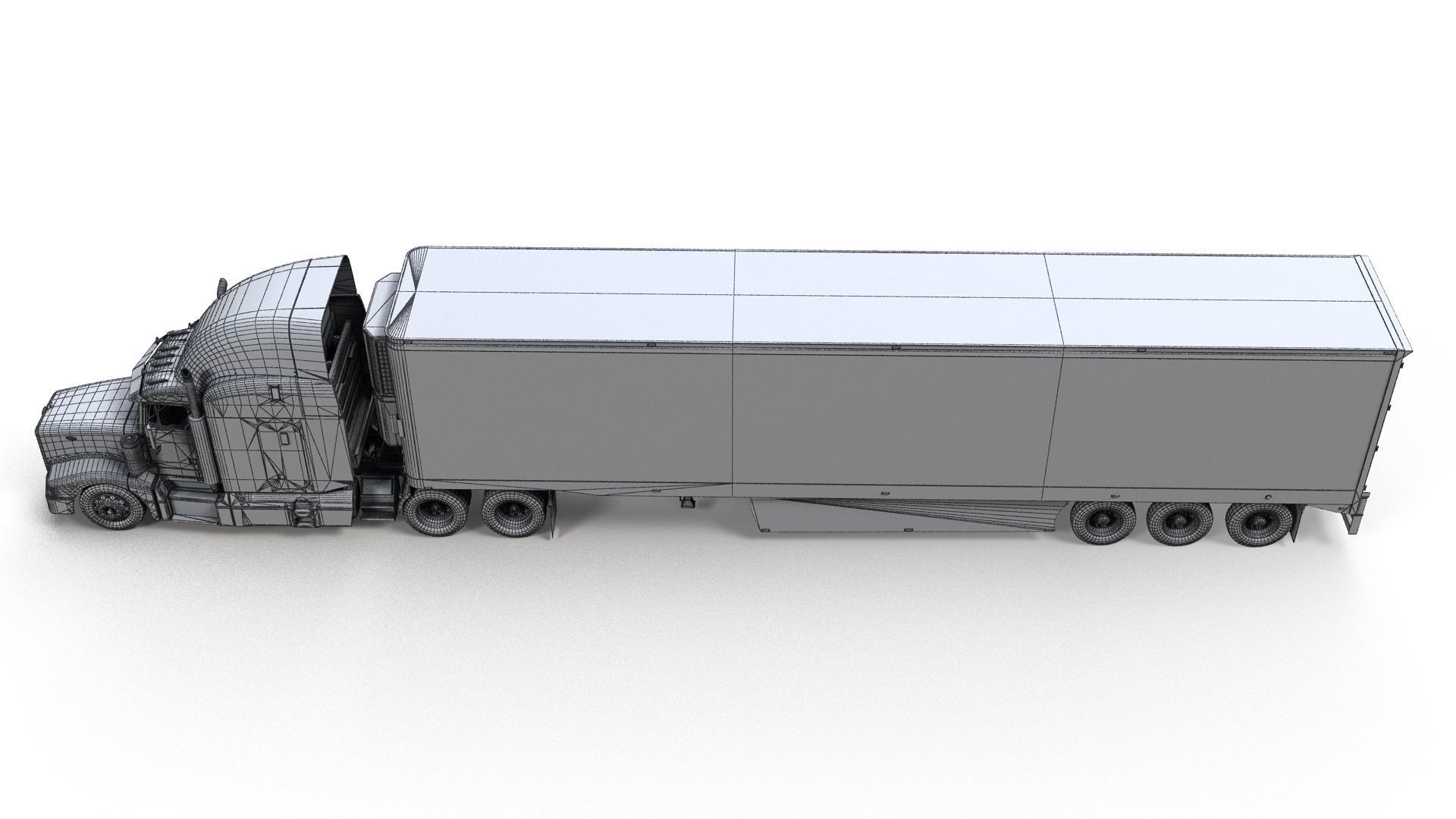 Peterbilt 377 refrigerated trailer Low-poly 3D model_19