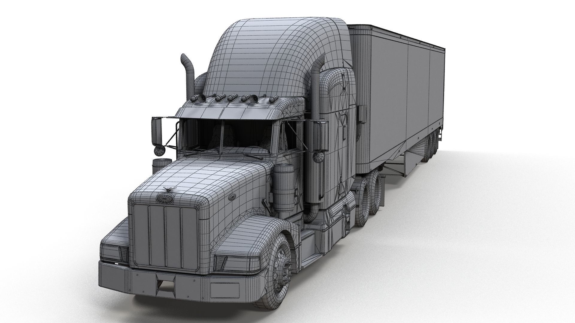Peterbilt 377 refrigerated trailer Low-poly 3D model_17