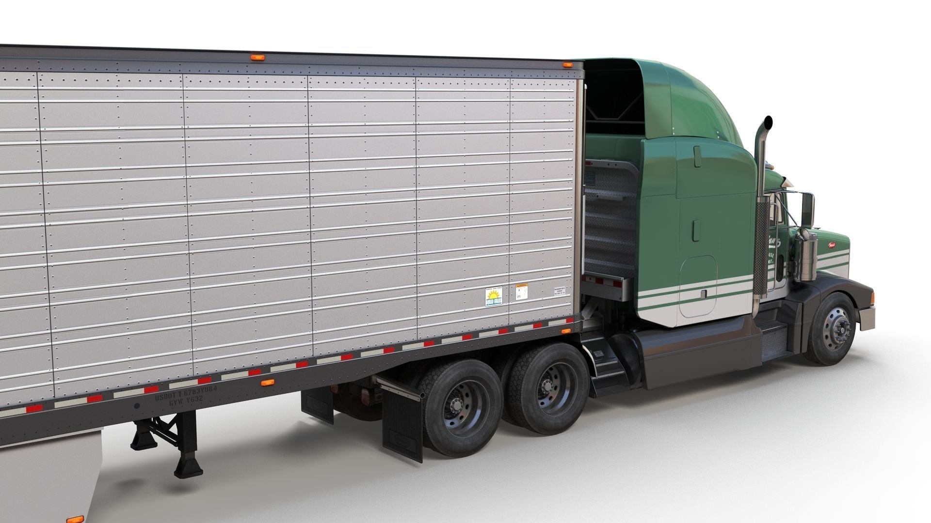 Peterbilt 377 refrigerated trailer Low-poly 3D model_2