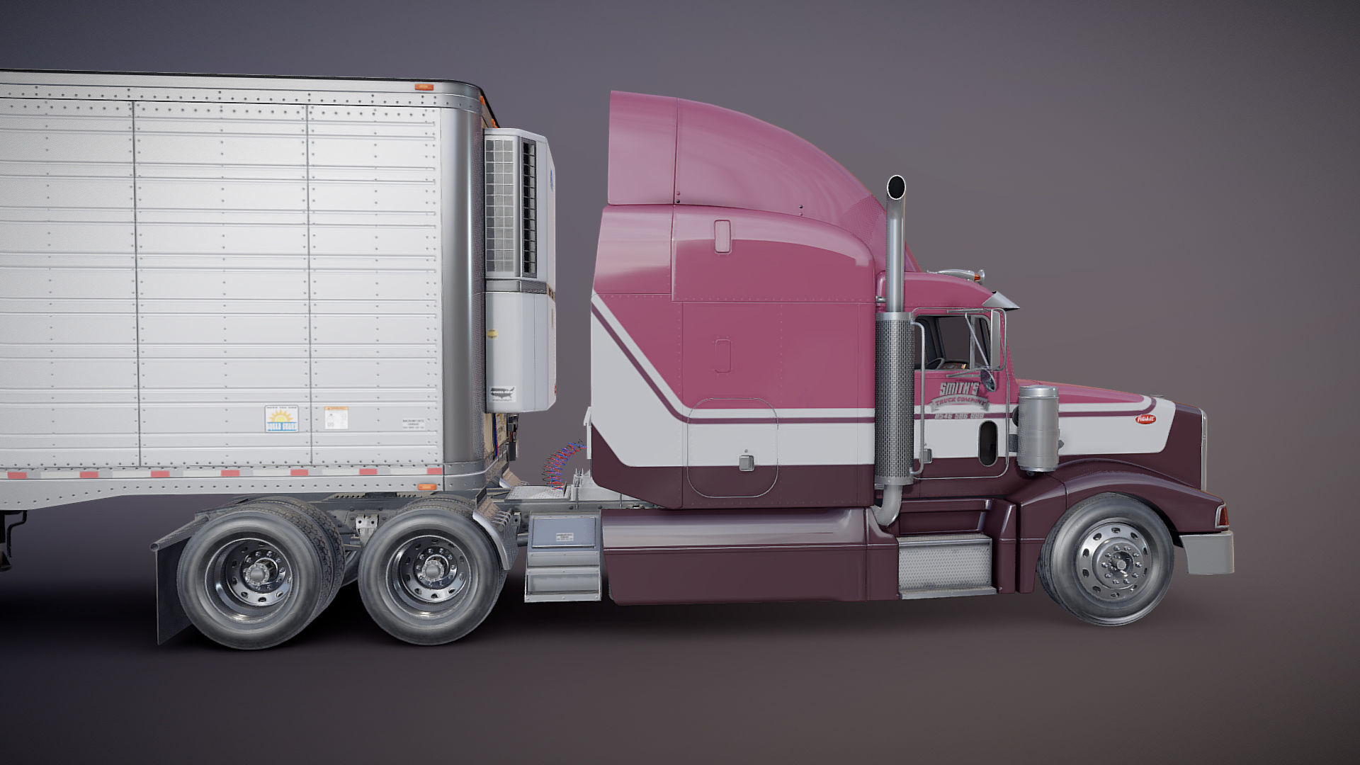 Peterbilt 377 refrigerated trailer Low-poly 3D model_22