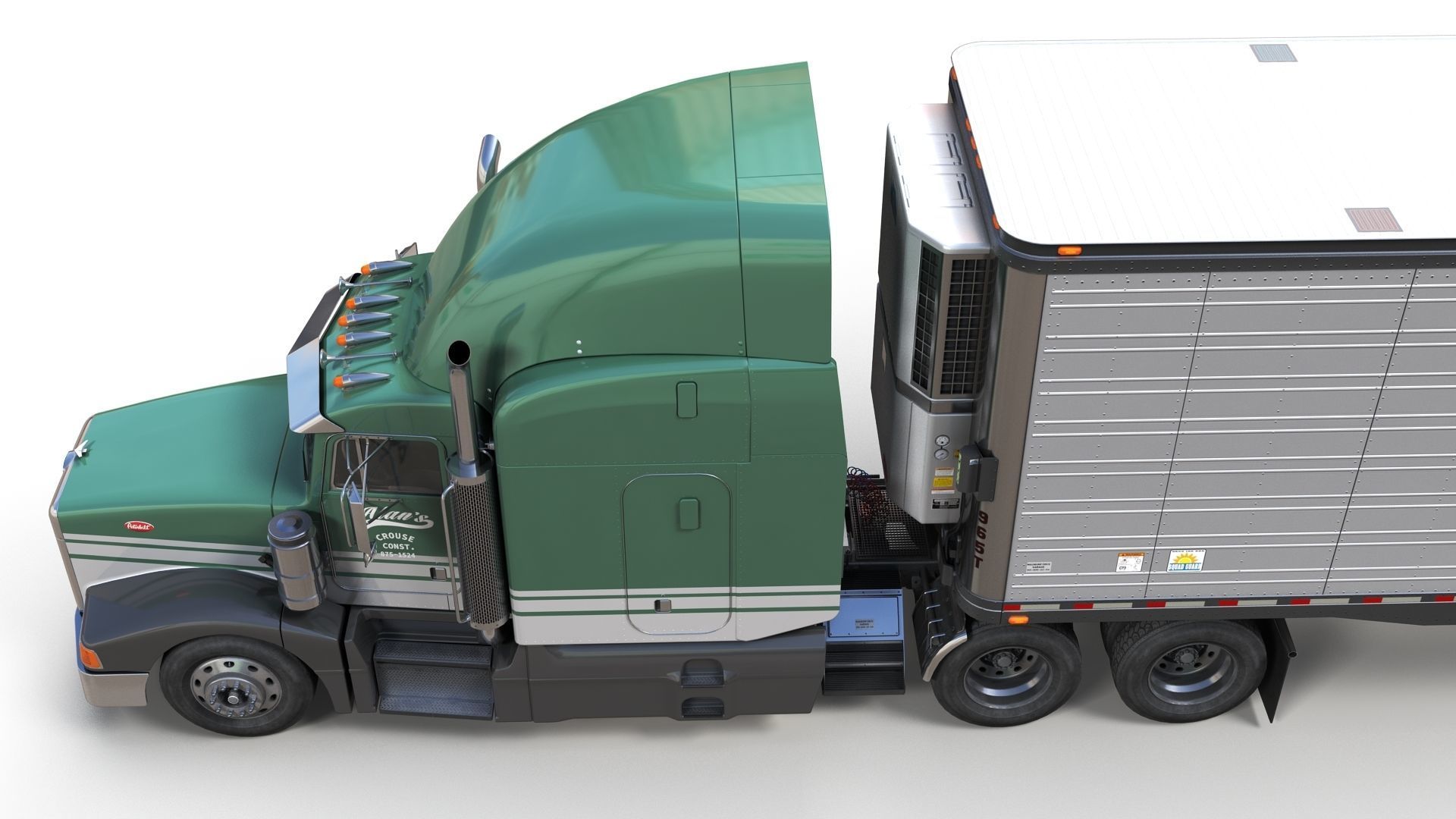 Peterbilt 377 refrigerated trailer Low-poly 3D model_5