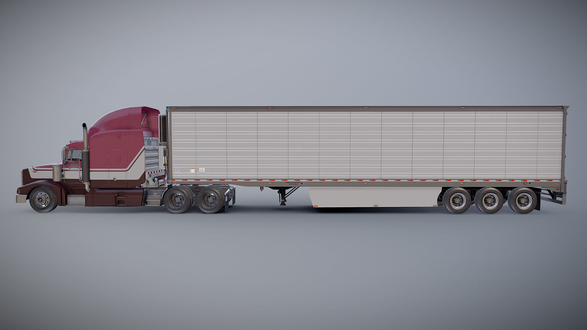 Peterbilt 377 refrigerated trailer Low-poly 3D model_26