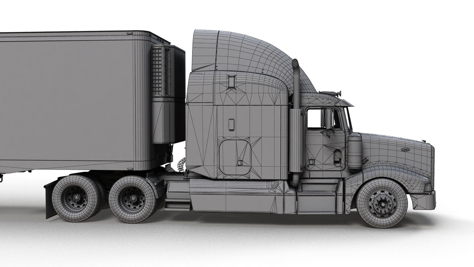 Peterbilt 377 refrigerated trailer Low-poly 3D model_14