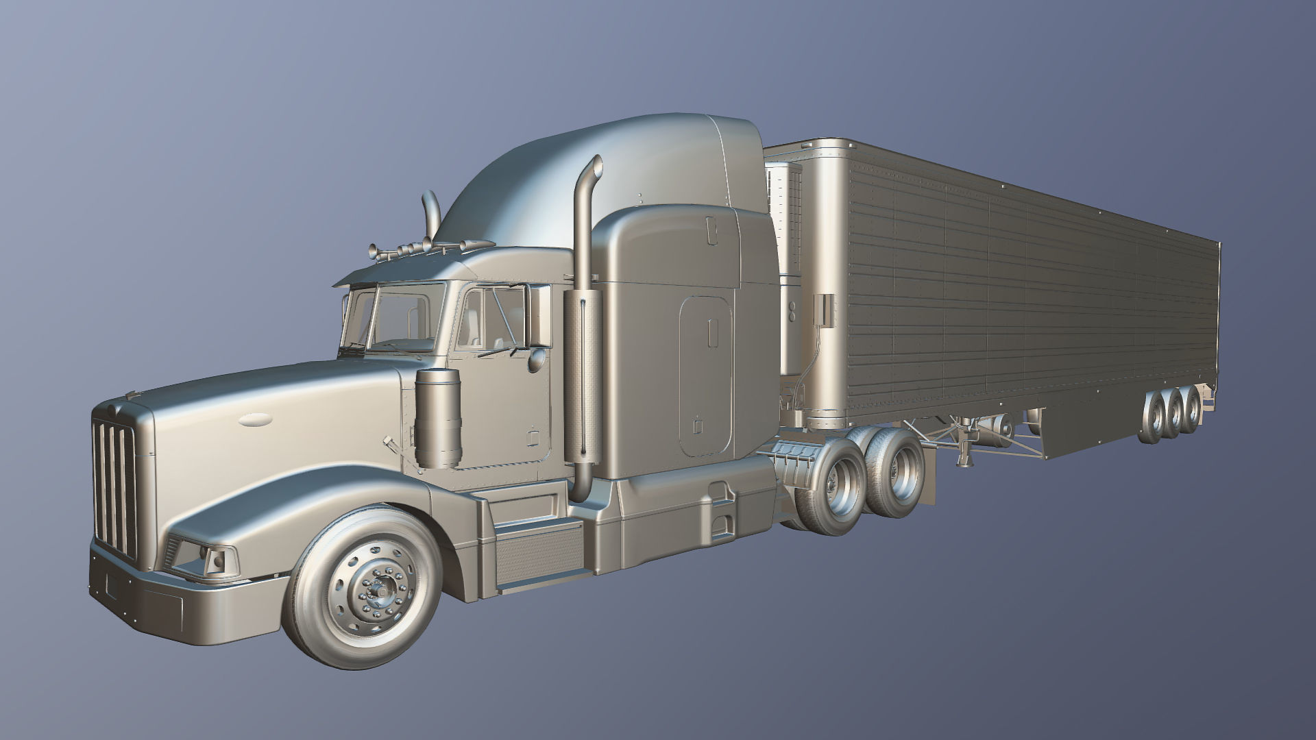 Peterbilt 377 refrigerated trailer Low-poly 3D model_32