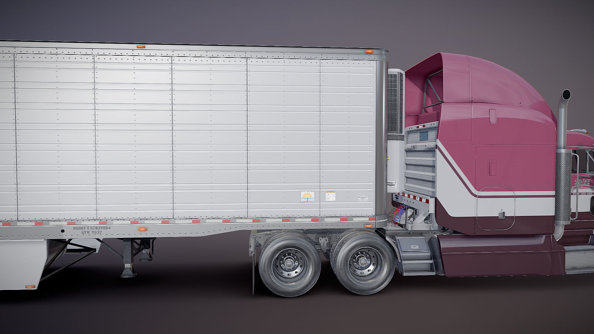 Peterbilt 377 refrigerated trailer Low-poly 3D model_23