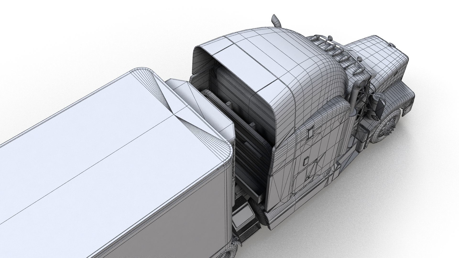 Peterbilt 377 refrigerated trailer Low-poly 3D model_18