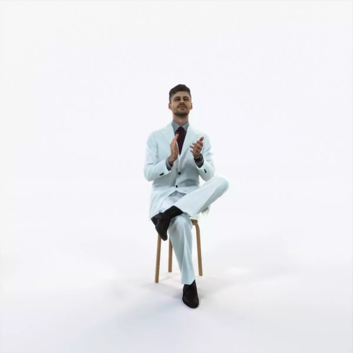 Posture 19M Clapping Sitting Elegant Business Man Low-poly 3D model_0