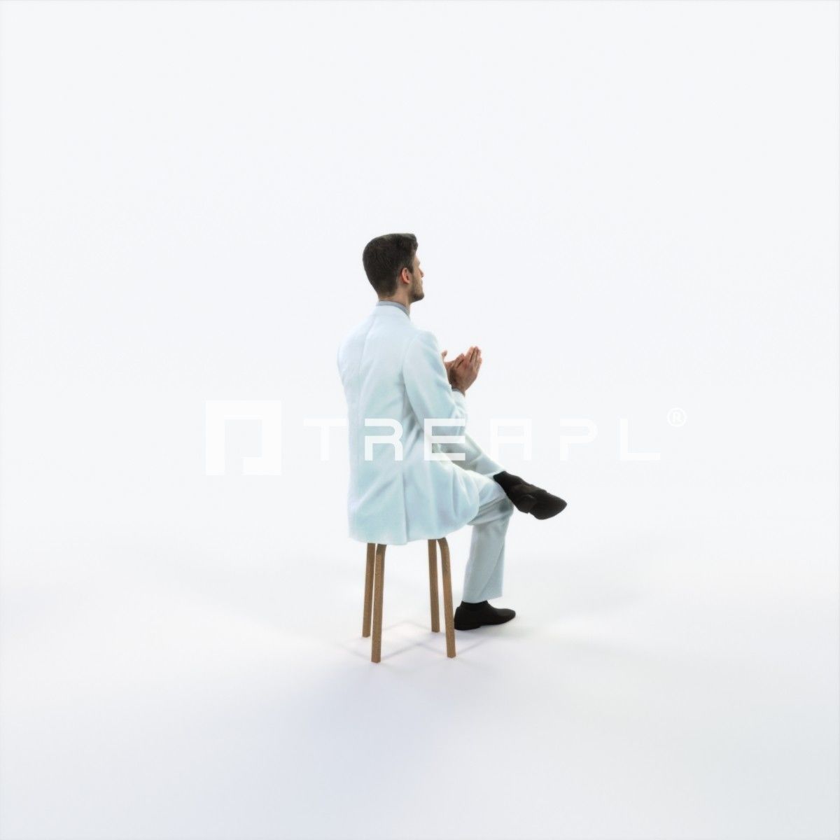 Posture 19M Clapping Sitting Elegant Business Man Low-poly 3D model_3