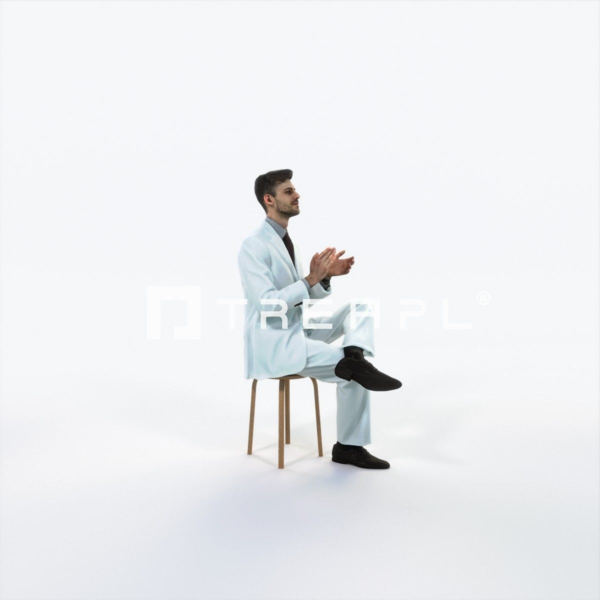 Posture 19M Clapping Sitting Elegant Business Man Low-poly 3D model_2