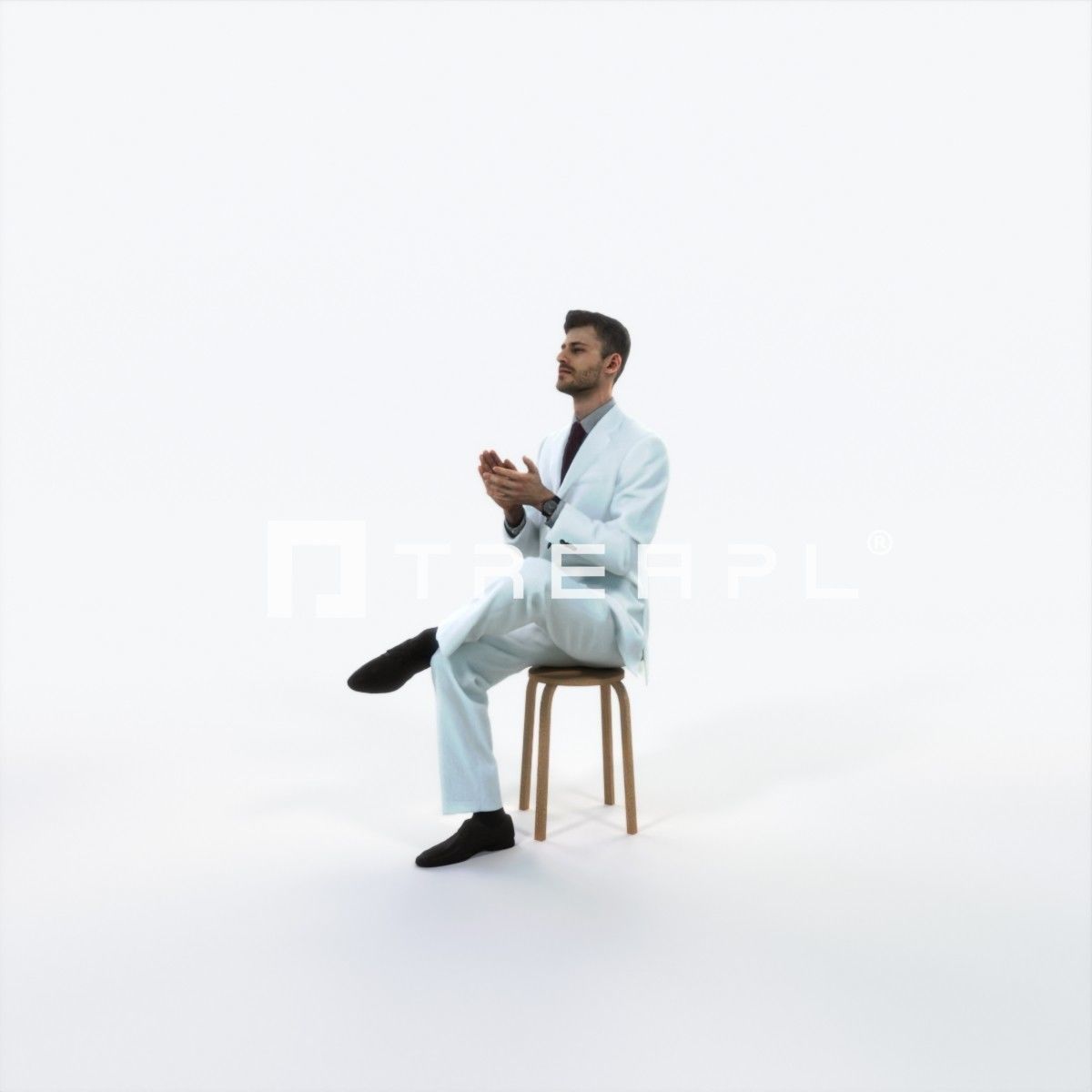 Posture 19M Clapping Sitting Elegant Business Man Low-poly 3D model_6