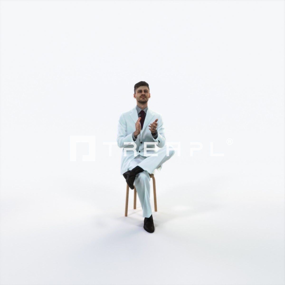 Posture 19M Clapping Sitting Elegant Business Man Low-poly 3D model_1