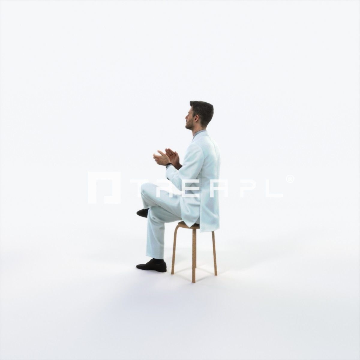 Posture 19M Clapping Sitting Elegant Business Man Low-poly 3D model_5