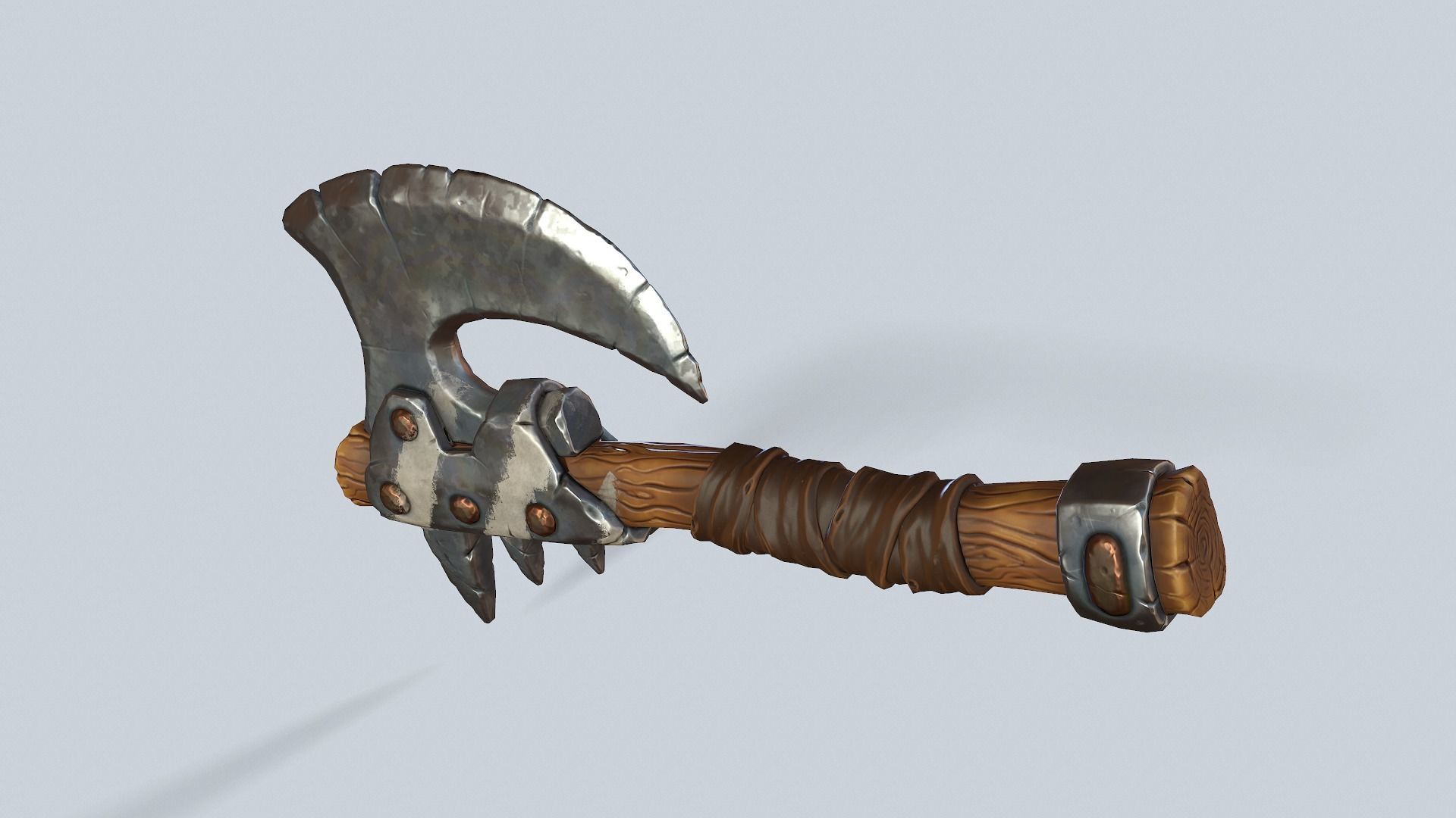 Stylized orc barbarian battle axe Low-poly 3D model_6
