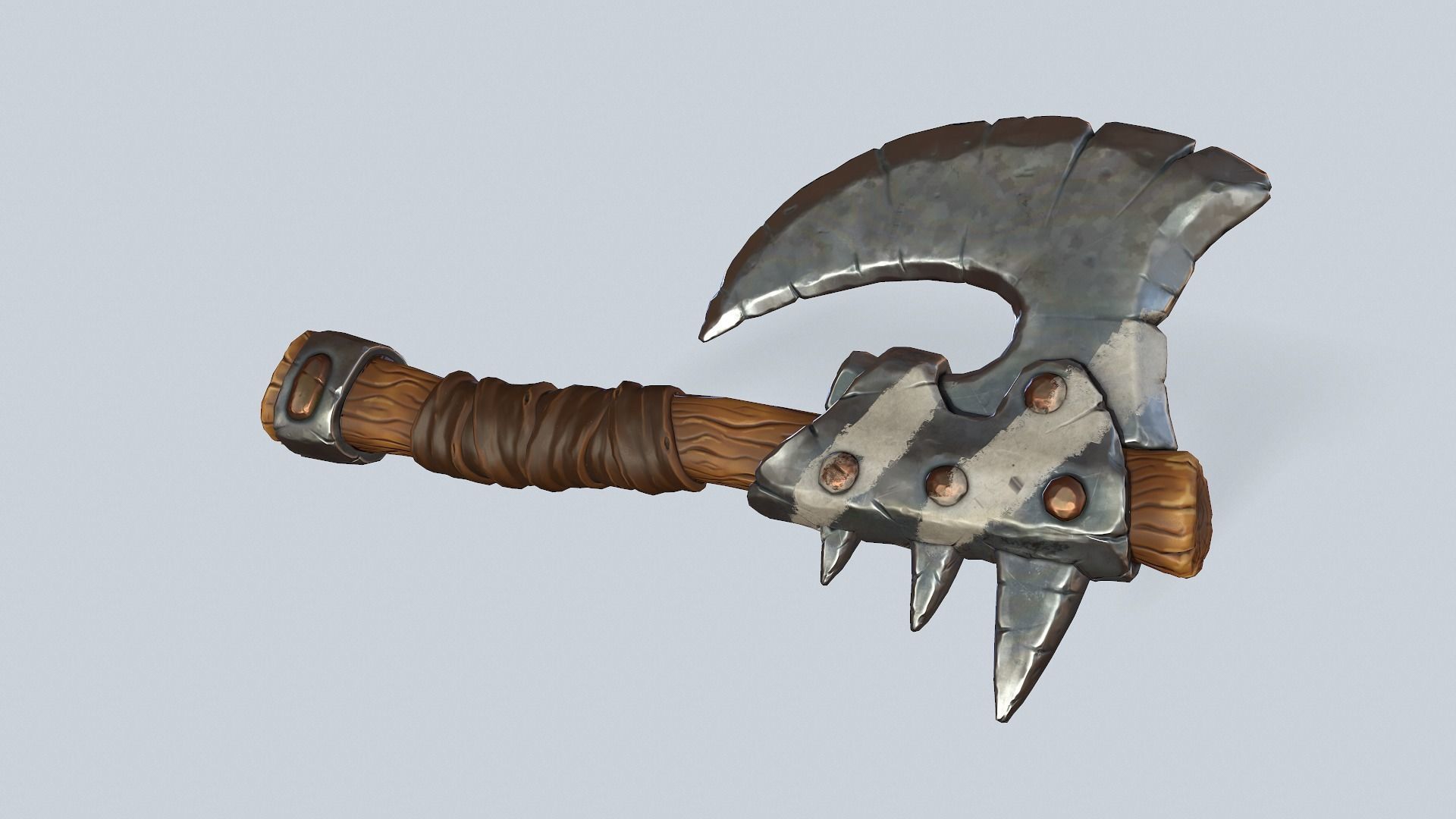Stylized orc barbarian battle axe Low-poly 3D model_4