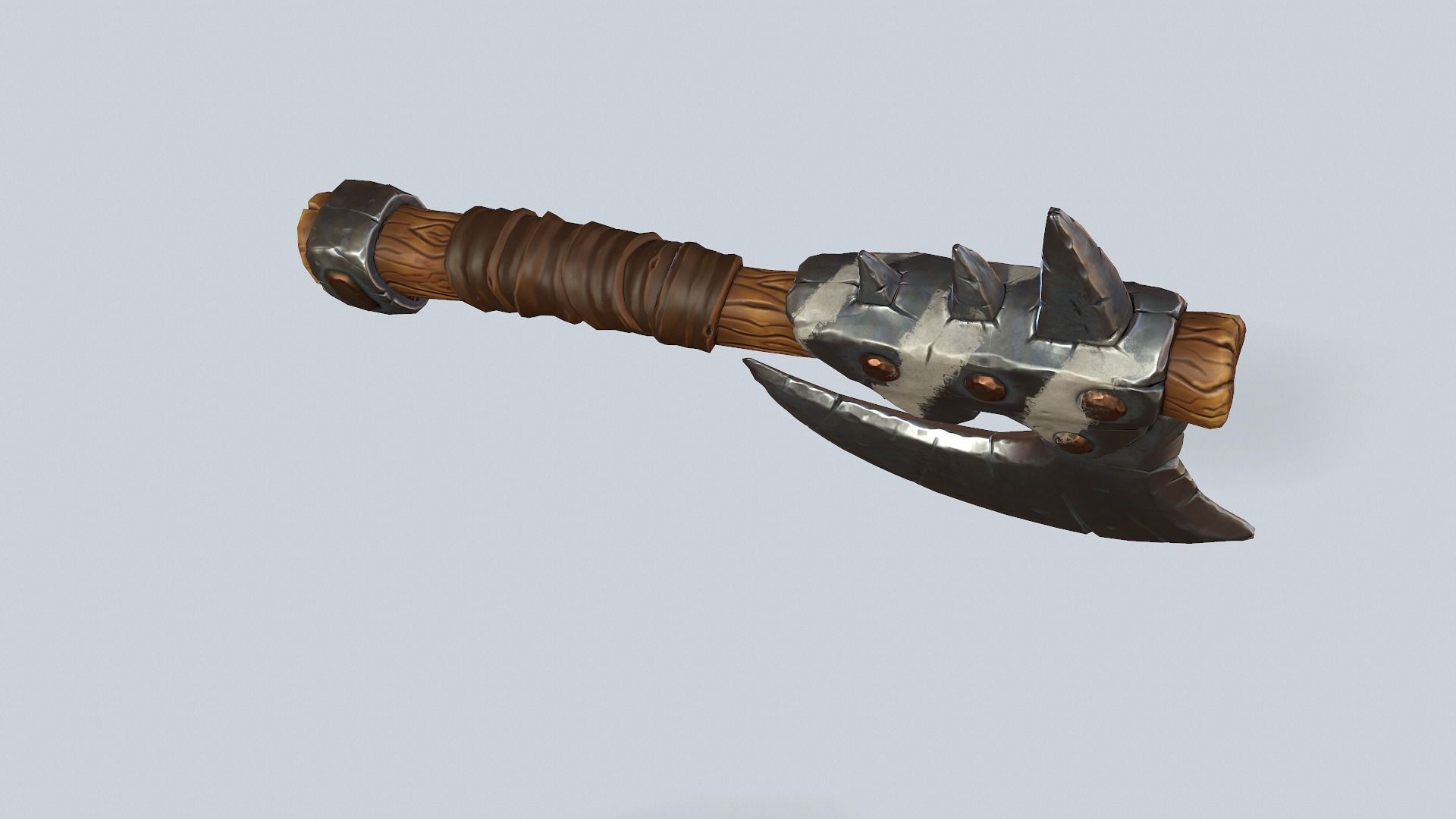 Stylized orc barbarian battle axe Low-poly 3D model_3