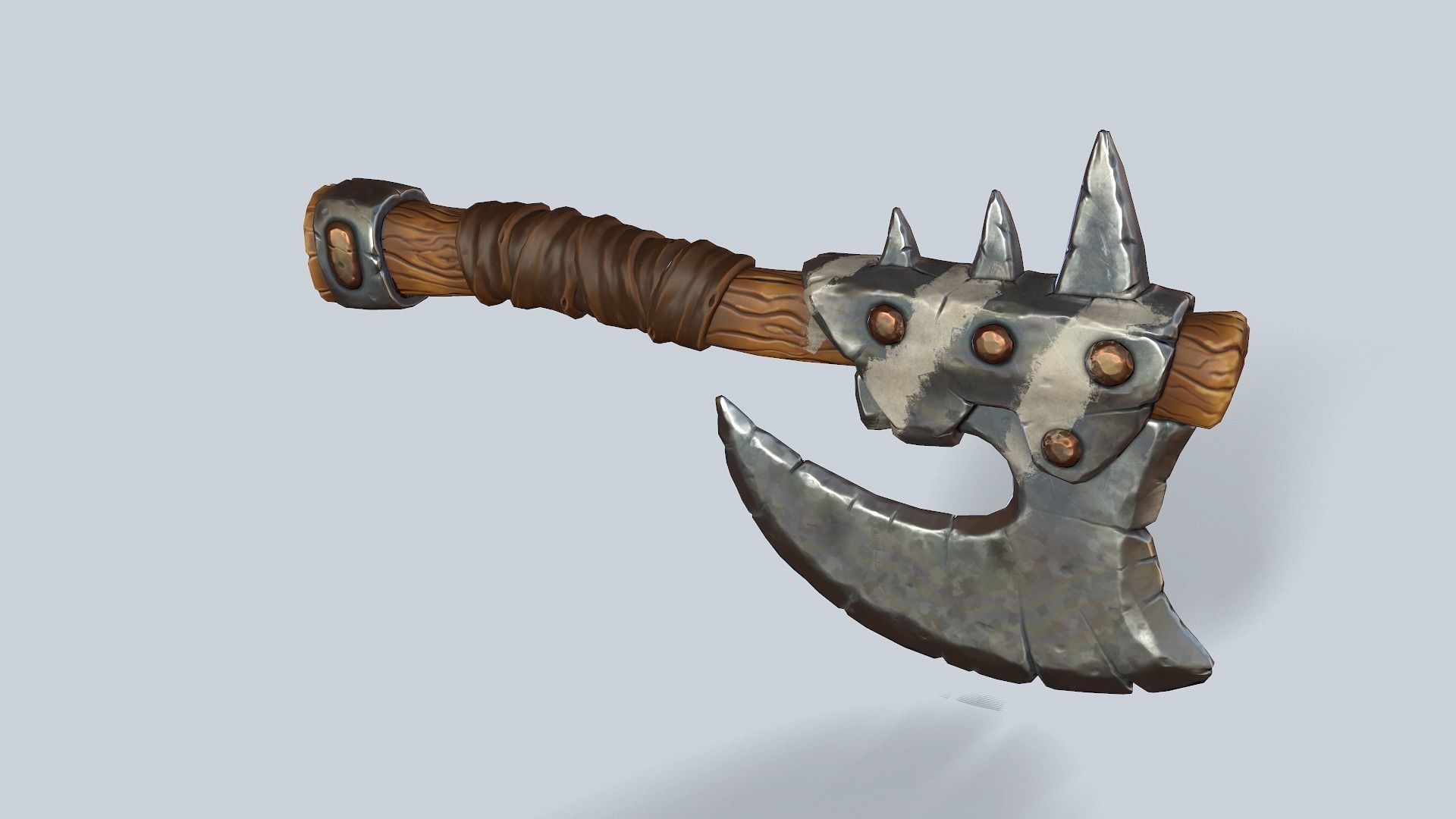 Stylized orc barbarian battle axe Low-poly 3D model_2