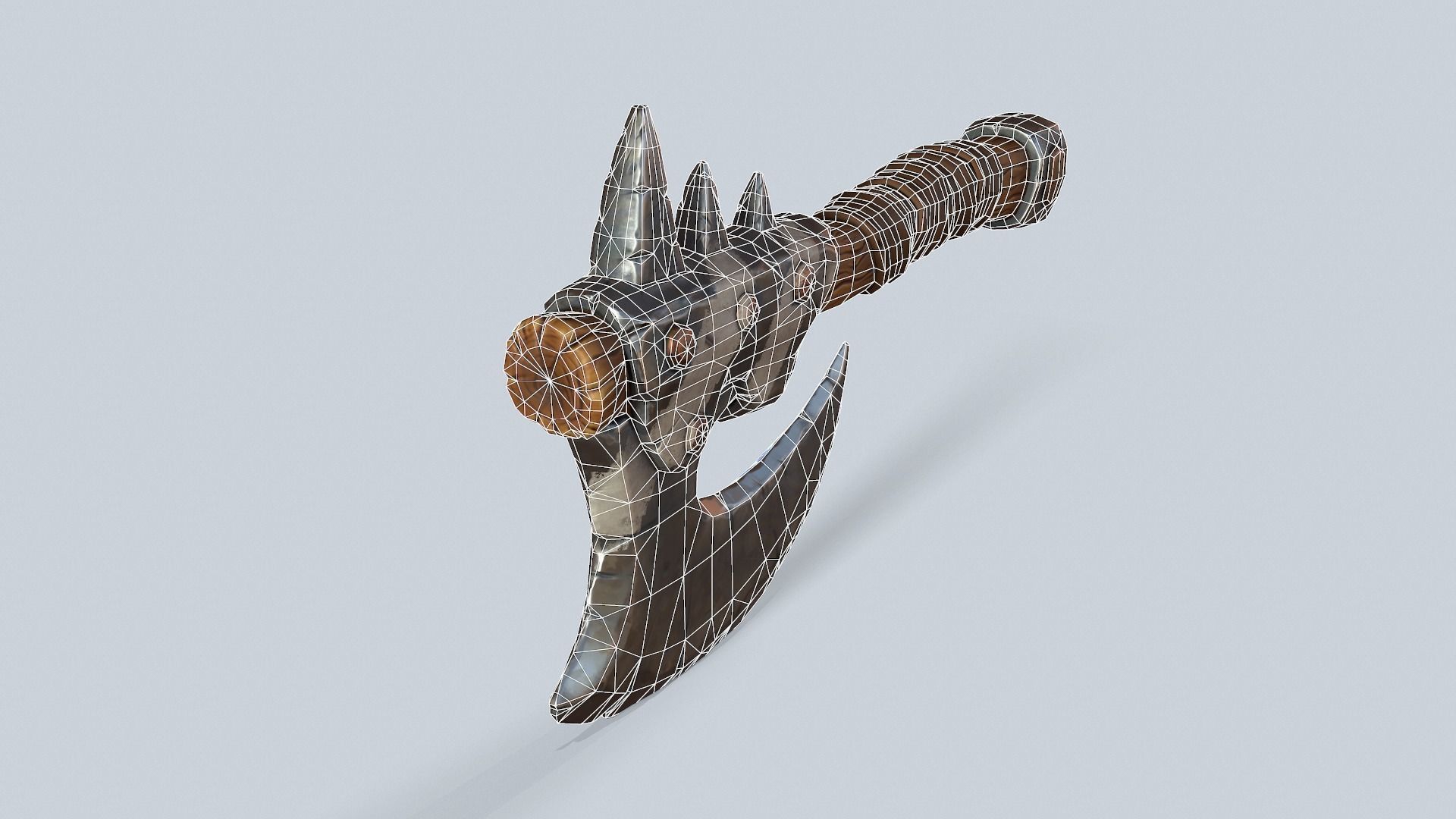 Stylized orc barbarian battle axe Low-poly 3D model_9