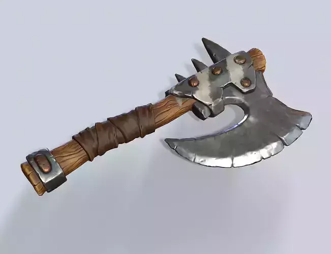 Stylized orc barbarian battle axe Low-poly 3D model