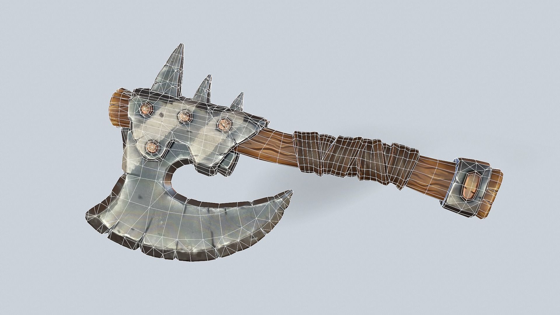 Stylized orc barbarian battle axe Low-poly 3D model_7