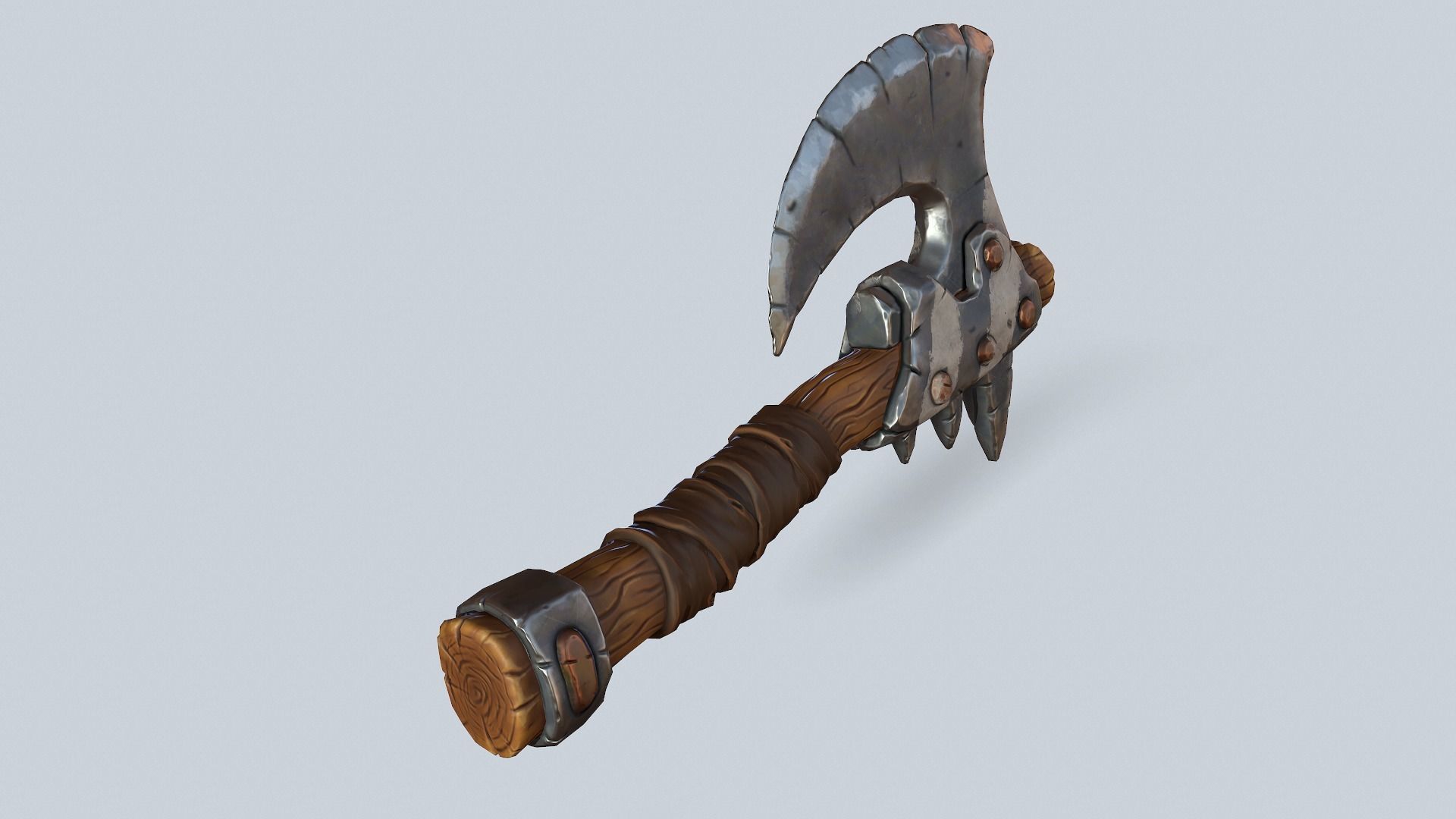 Stylized orc barbarian battle axe Low-poly 3D model_5