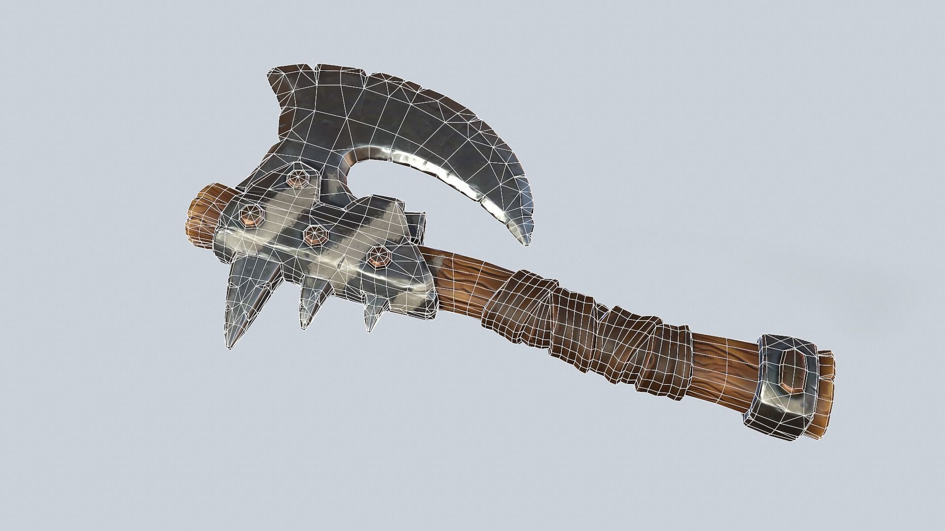 Stylized orc barbarian battle axe Low-poly 3D model_8