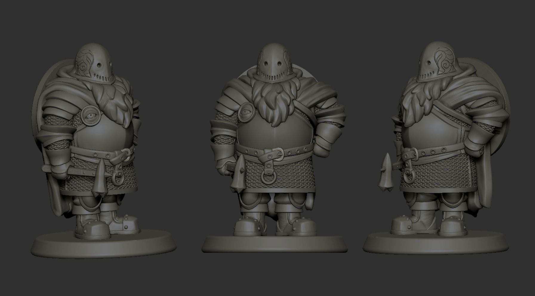 Dwarf cleric fighter 33 mm tabletop miniature 3D print model_9
