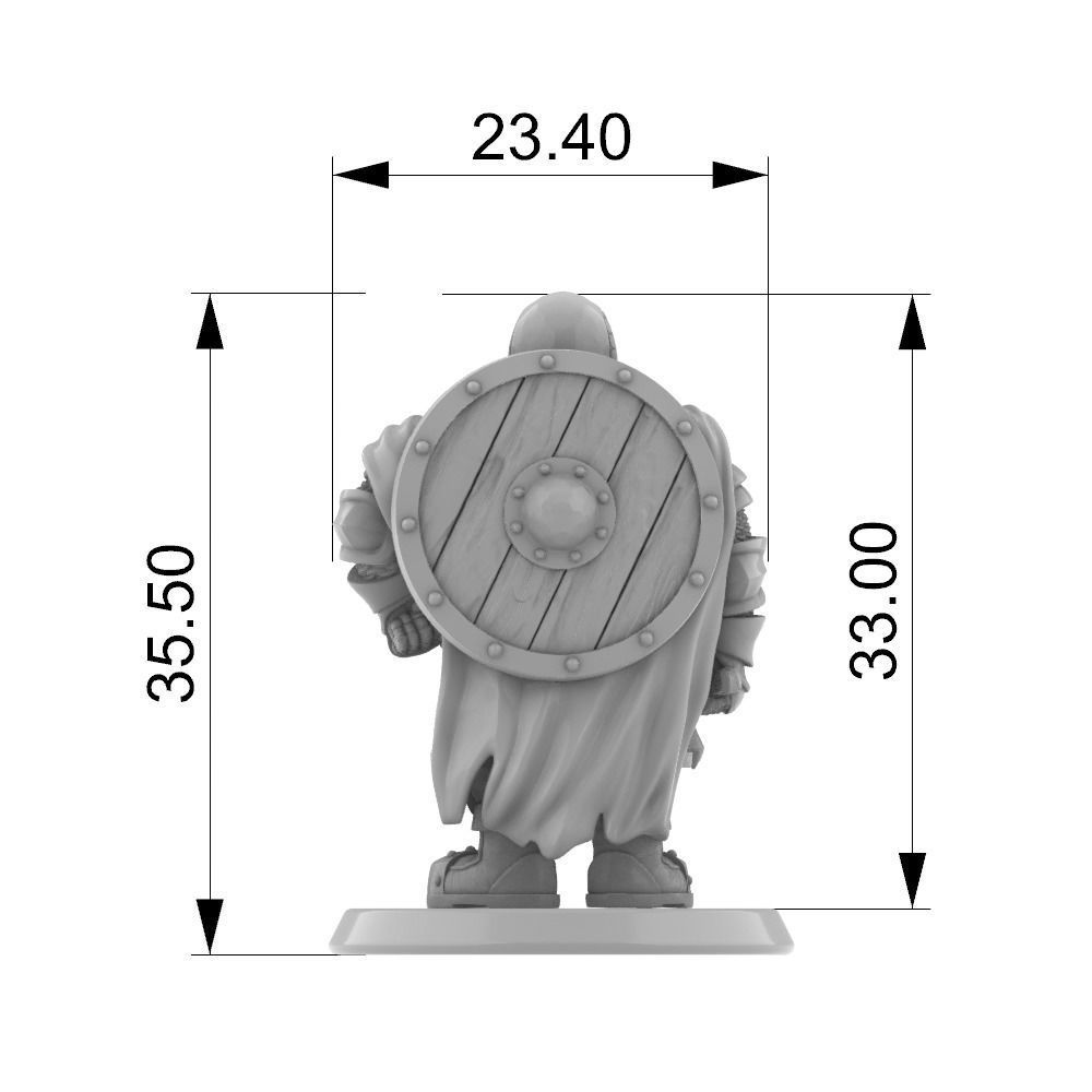 Dwarf cleric fighter 33 mm tabletop miniature 3D print model_20