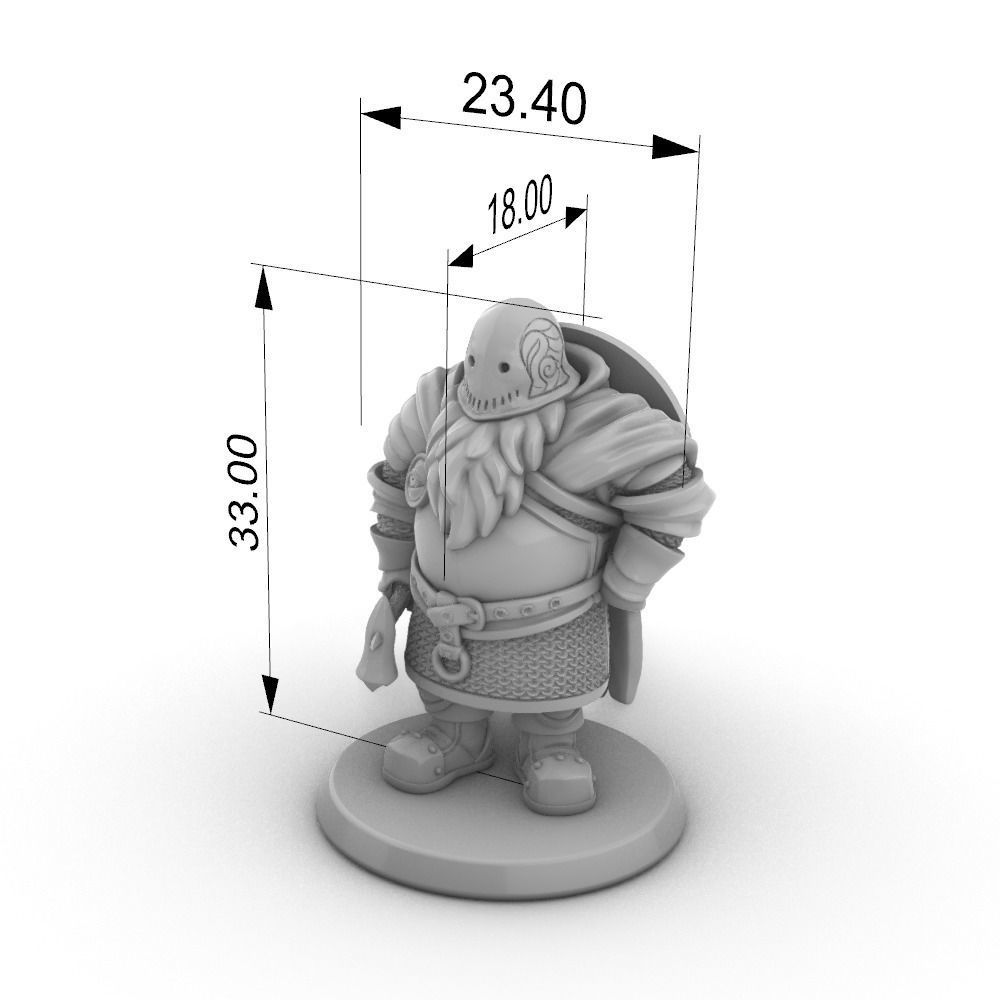 Dwarf cleric fighter 33 mm tabletop miniature 3D print model_23