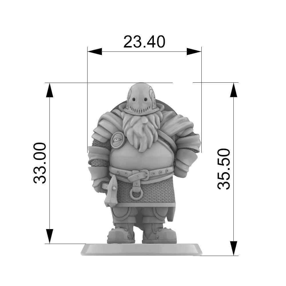 Dwarf cleric fighter 33 mm tabletop miniature 3D print model_19