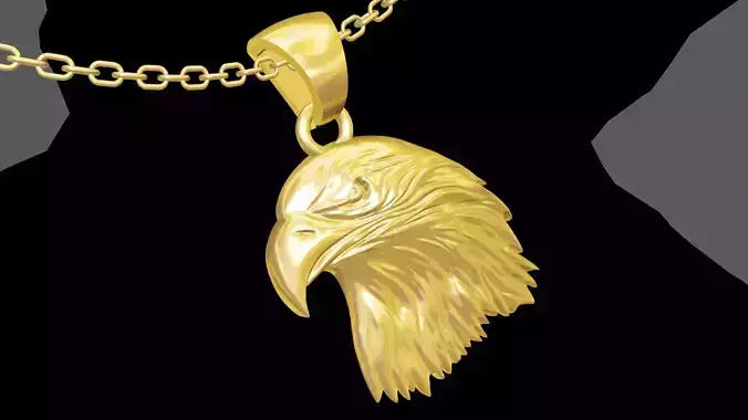 Eagle Head pendant jewelry gold necklace medallion