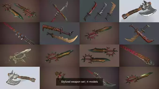 Stylized weapon set 3D Model Collection