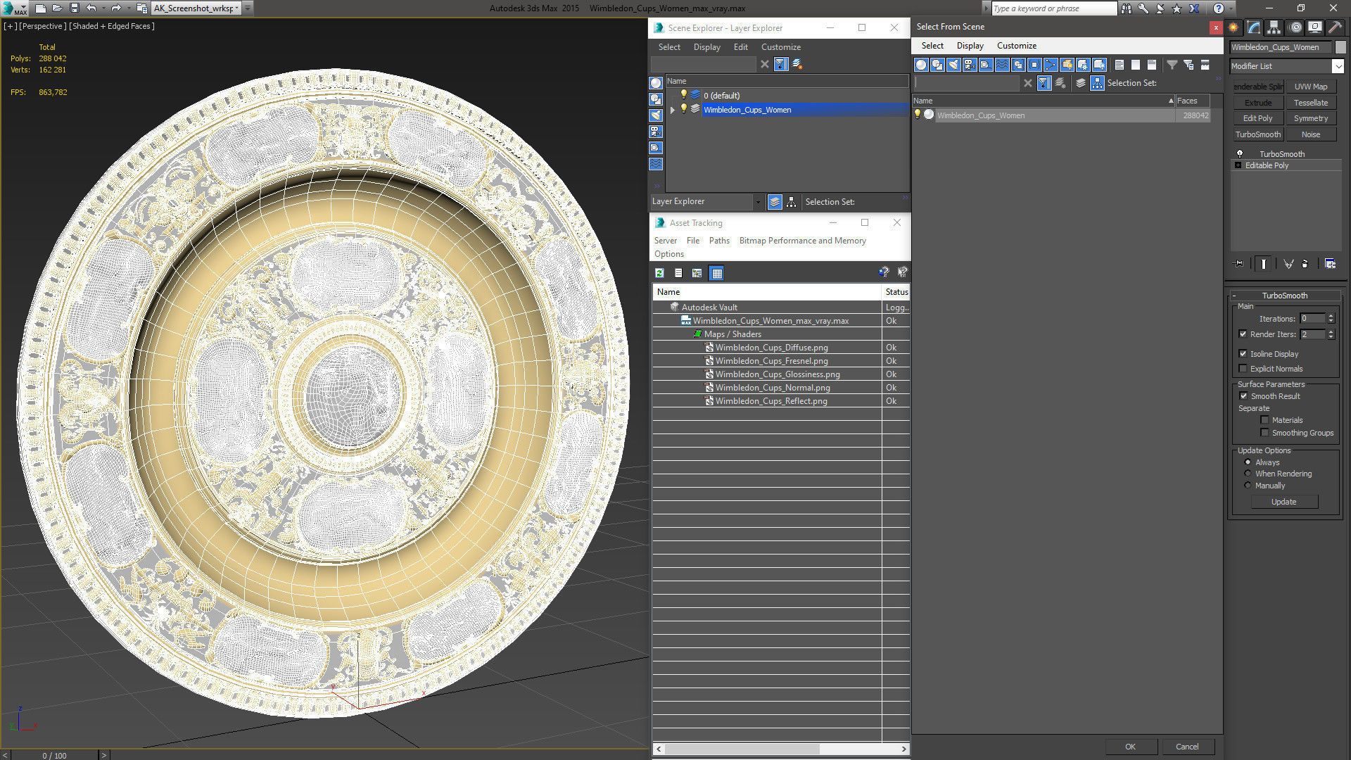 Wimbledon Cups Women 3D model_21