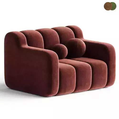 Sofa straight double Bob terracotta