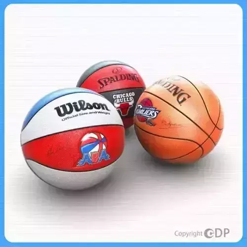 Basketball two basketballs with chicago bulls logo 3D model