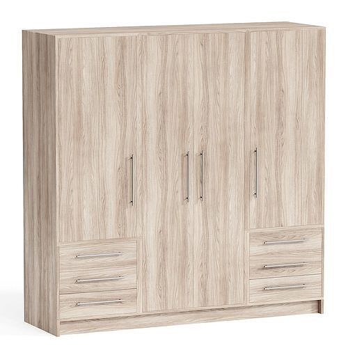 Jillian 4 Door Manufactured Wood Wardrobe 3D model