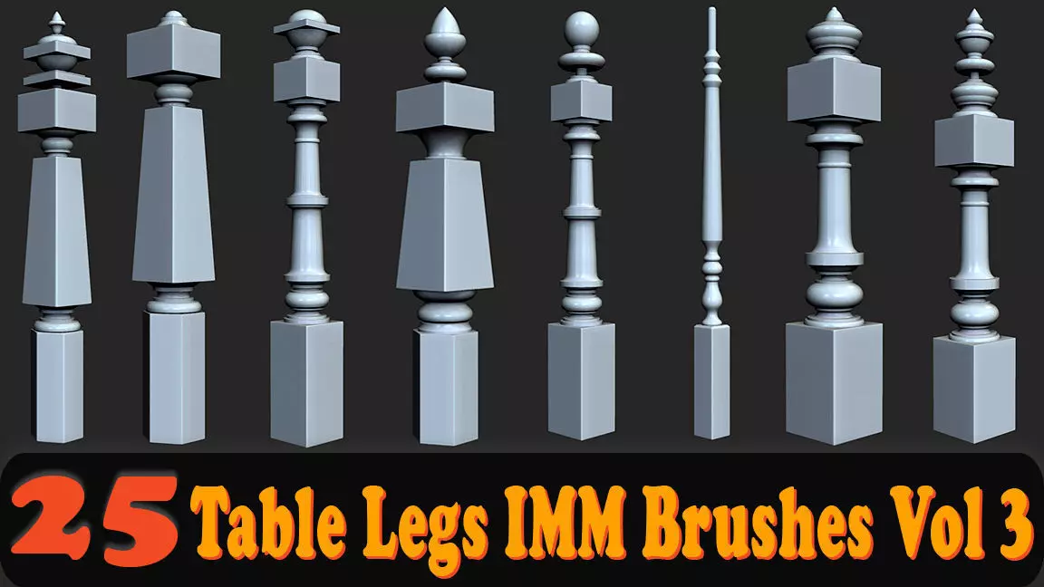 25 Table Legs IMM Brushes Vol 3  Low-poly 3D model_0