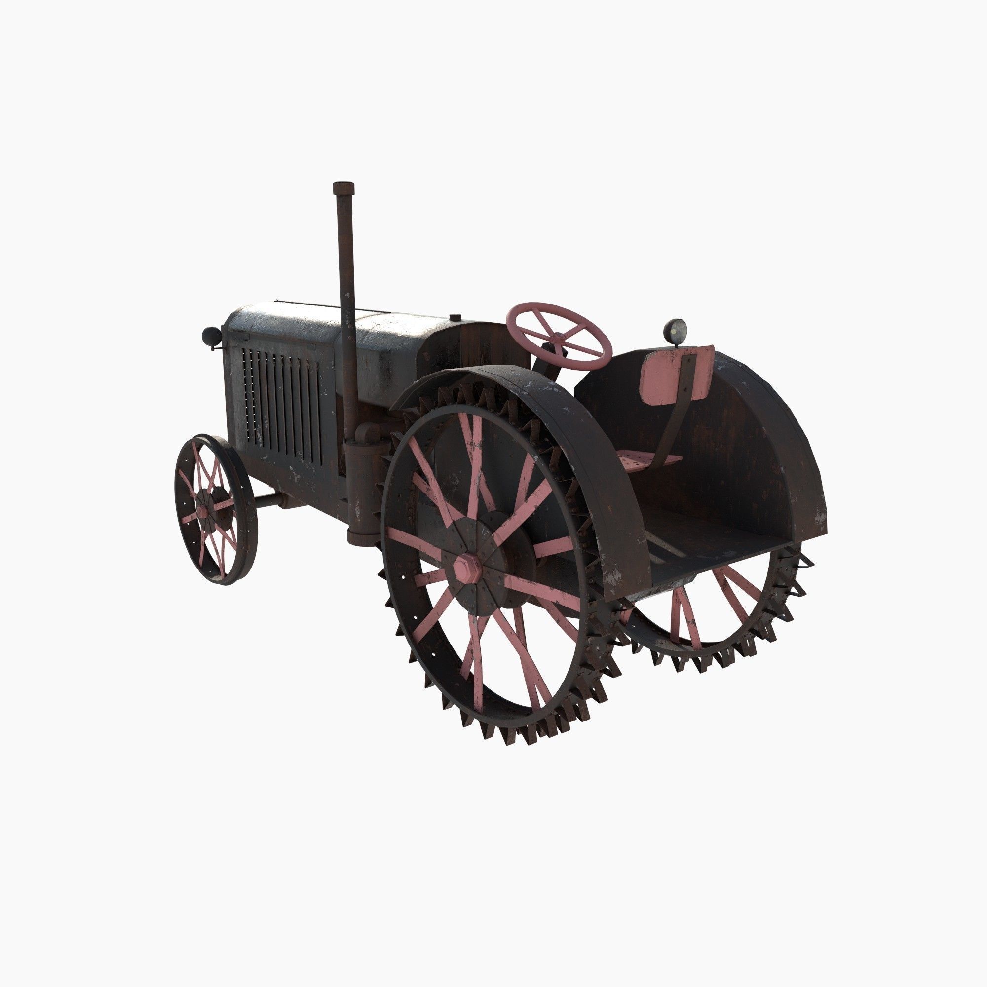 old rusty tractor 3D model_2