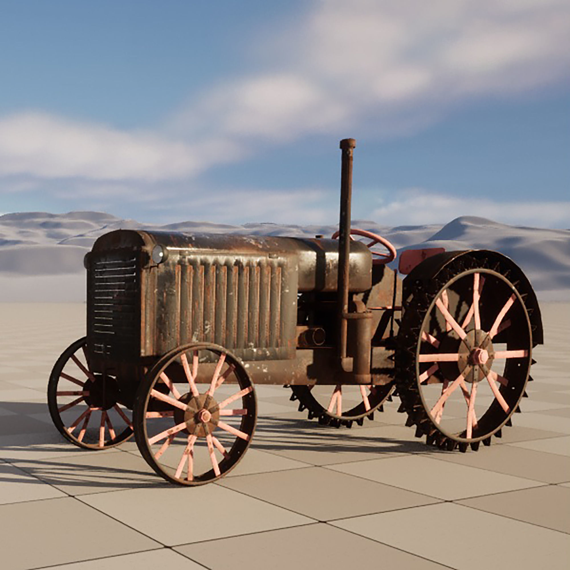 old rusty tractor 3D model_8