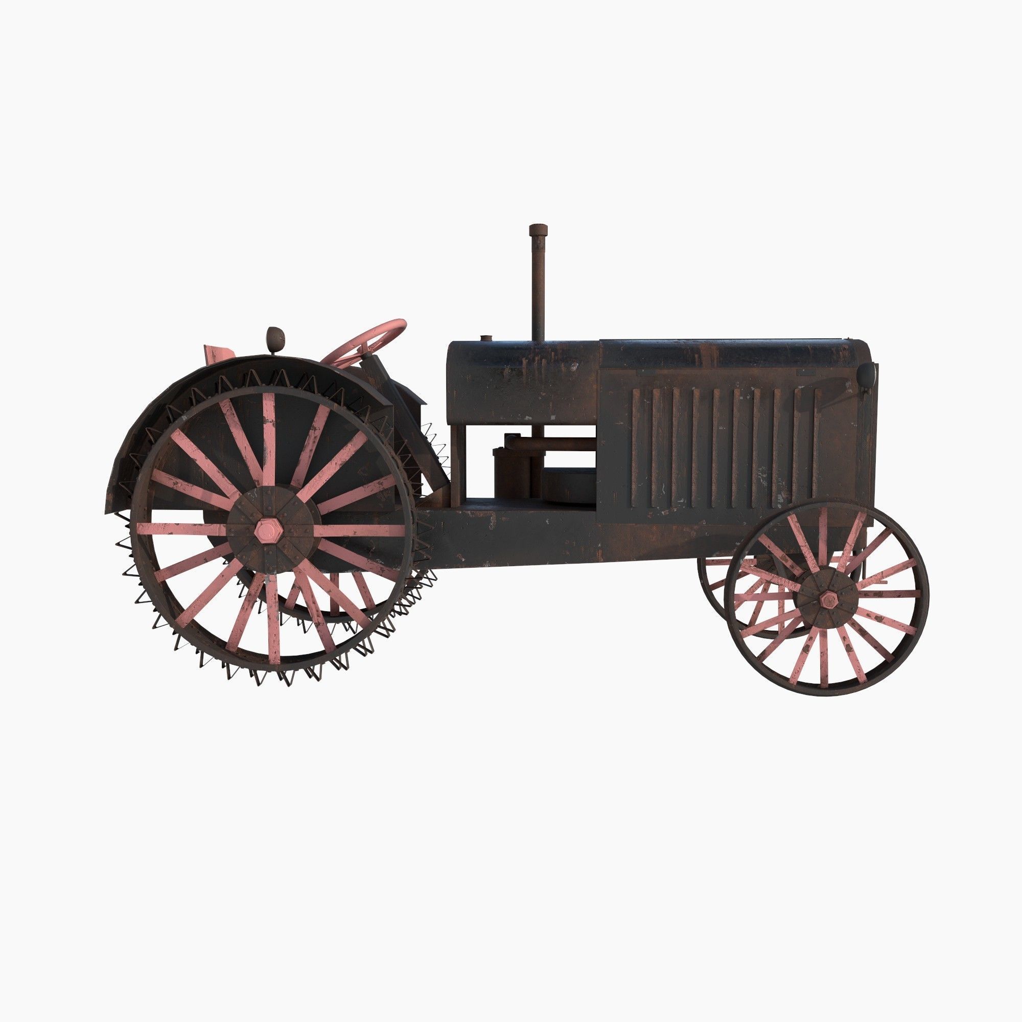 old rusty tractor 3D model_3