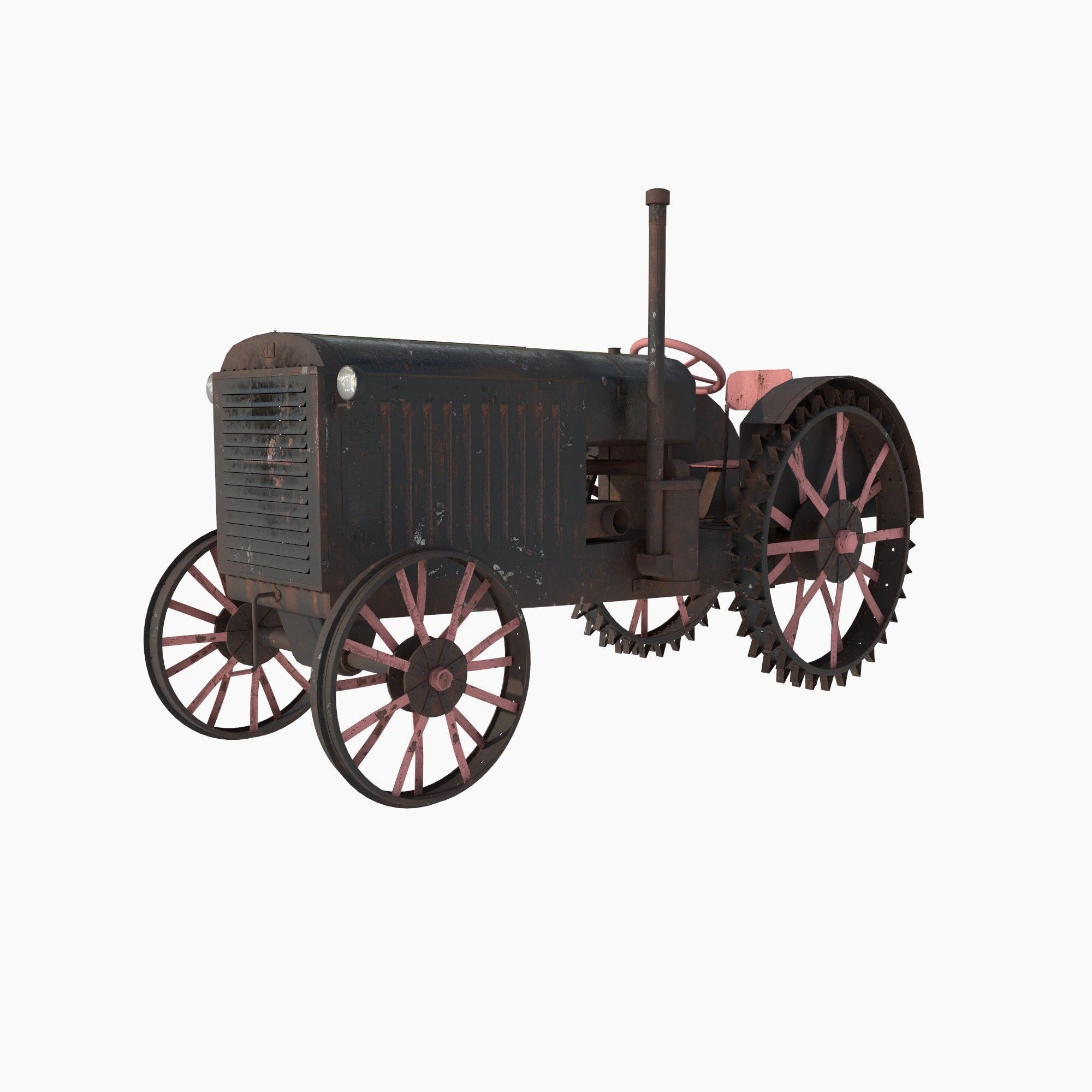 old rusty tractor 3D model_1
