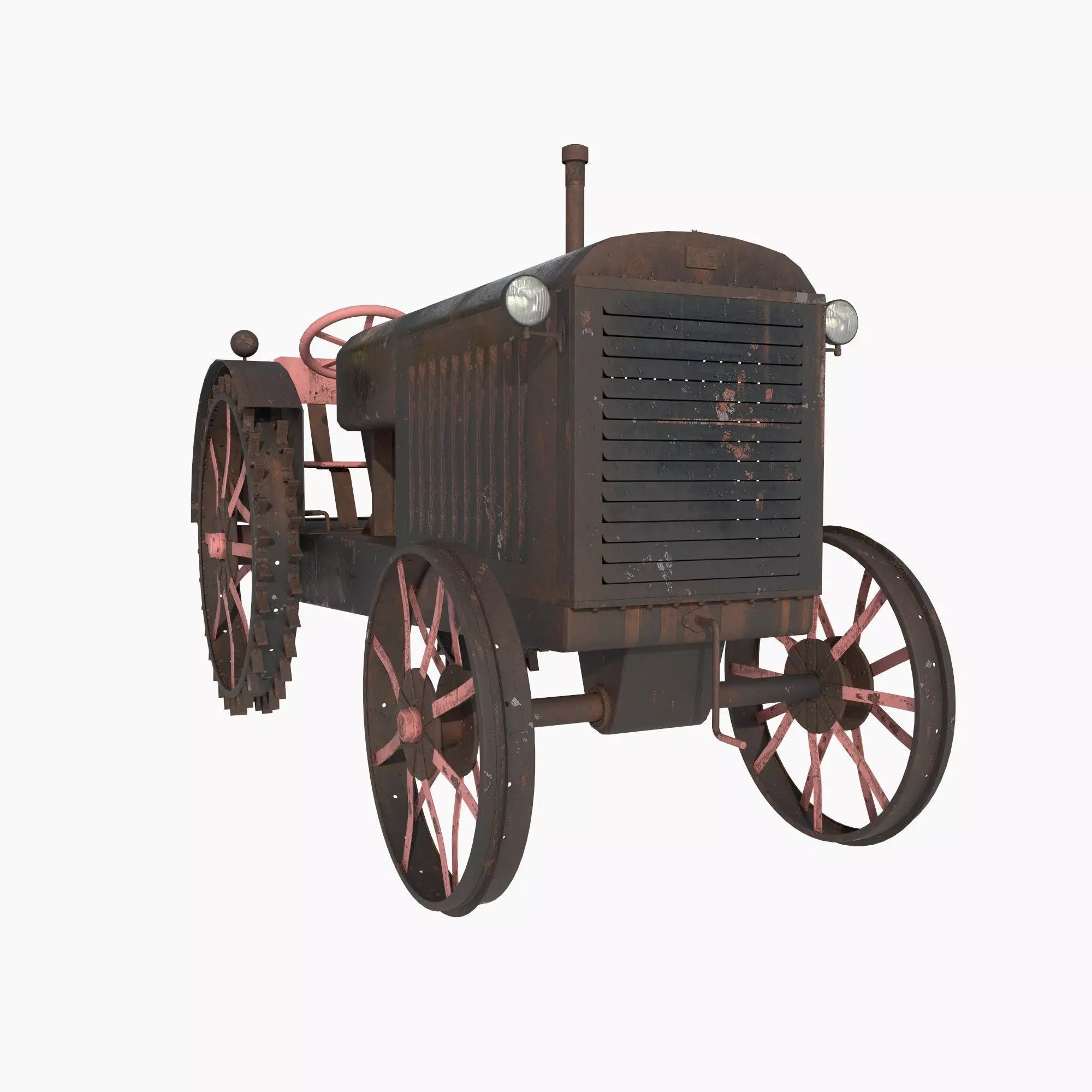 old rusty tractor 3D model_0
