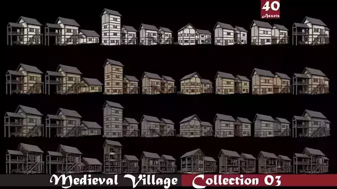 Medieval Village Collection 03 - 4K Textures Game Ready Low-poly 3D model